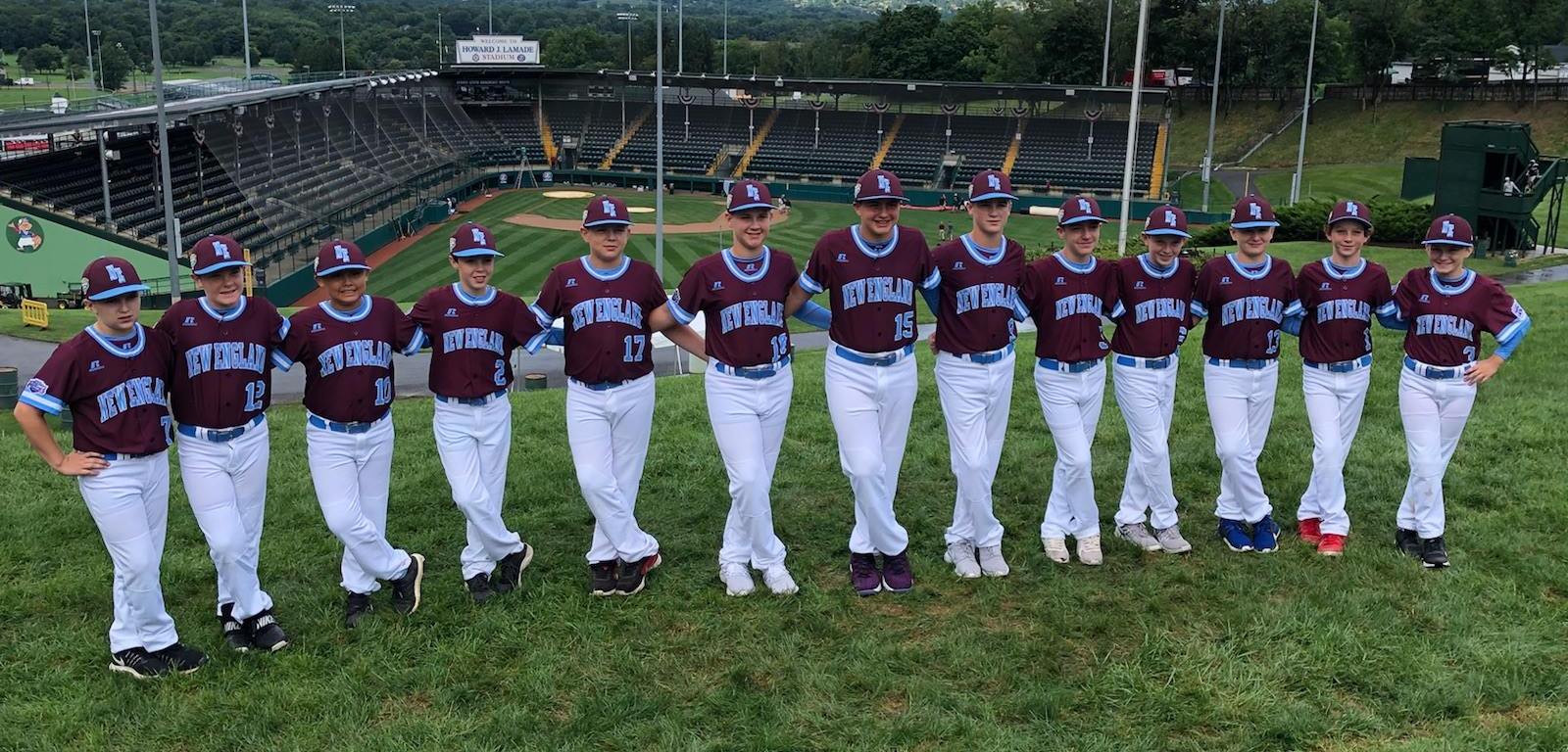 Coventry Little League Baseball Team stands on famous hill overlooking Lamade Stadium at Little League World Series